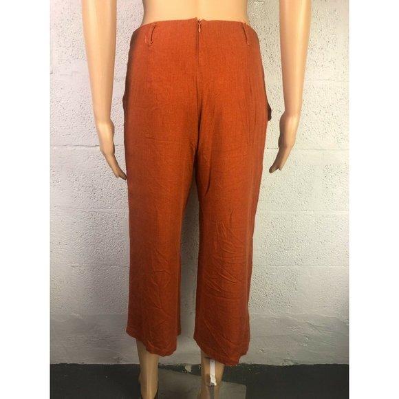 Eight Paris Women's Orange Linen Capri Pants Size M - Picture 2 of 6